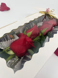 Box of Half dozen strawberries with roses box