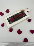 Box of Half dozen strawberries with roses box